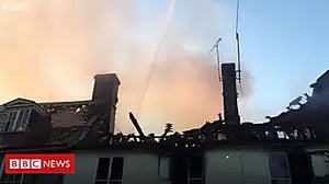Fire crews tackle market town blaze