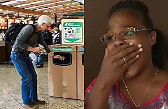 Lady Sees Crying Man Forced To Throw Package In Airport Trash—What She Digs Out Is Heartbreaking