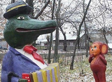 Gena And Cheburashka: Nightmarish Decorations of Russian Yards Gena And Cheburashka: Nightmarish Decorations of Russian Yards