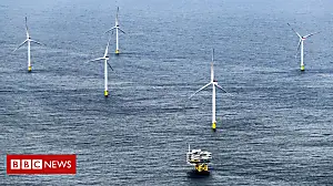 Aerial footage shows offshore wind farm