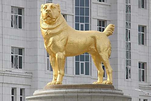 Turkmenistan's authoritarian leader unveils huge golden dog statue in the capital