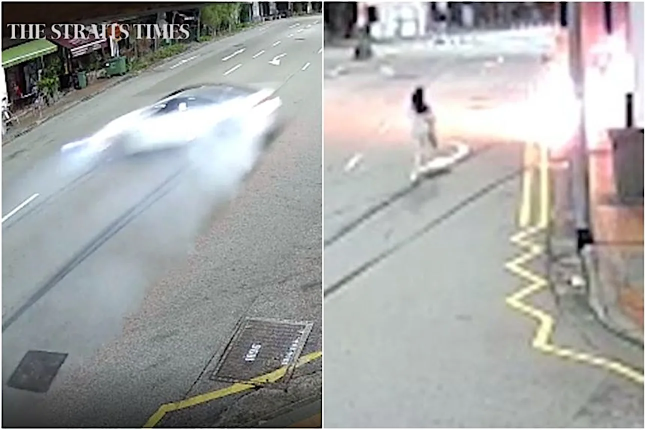 Tanjong Pagar crash: Video shows girlfriend of driver running to burning car