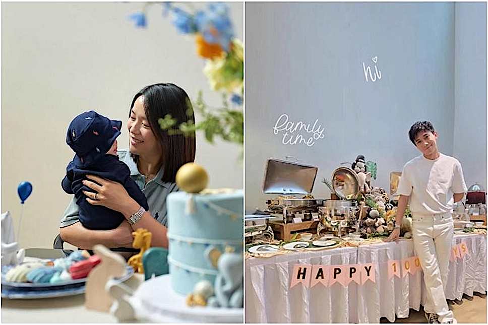 Actors Rebecca Lim, Desmond Tan hold 100th-day celebrations for their respective children