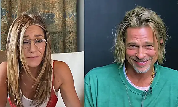 Brad Pitt and Jennifer Aniston recreate steamy rom-com scene