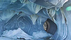 The caves of marble hidden under a lake