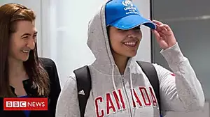 Moment Saudi refugee arrives in Canada