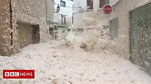 Sea foam engulfs Spanish streets