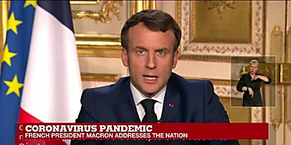 Η Macron ανακοινώνει την κλειδαριά 15 ημερών στο γαλλικό «πόλεμο» για τον κοροναϊό
