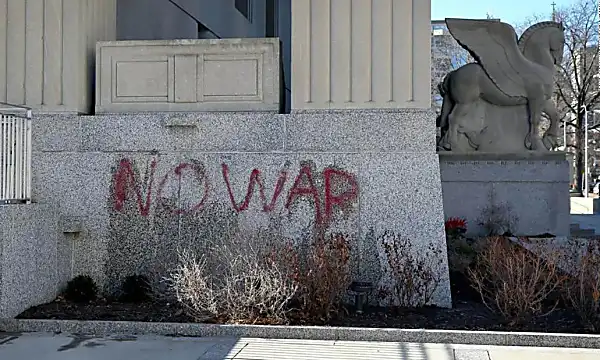 Soldiers Memorial vandalized with anti-war graffiti