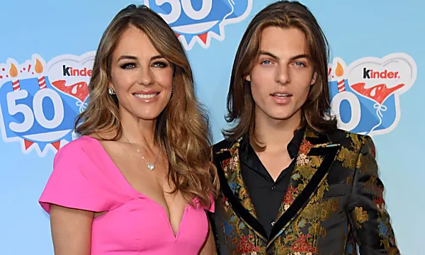 Actress Elizabeth Hurley twins with her son Damian on Christmas Day