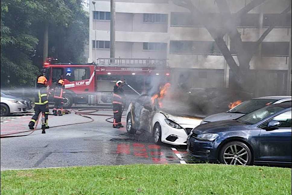 Driver dies in blaze after rental car catches fire following carpark crash