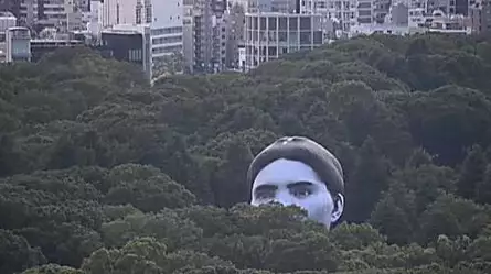 Una cabeza flotante se asoma en un parque de Tokio | Video