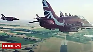 Red Arrows return to base after airshow