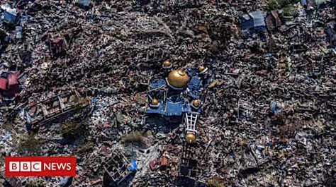 Aerial shots of tsunami aftermath