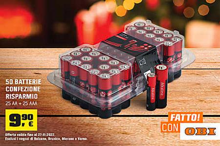 Confezione batterie da 50 pz, in offerta fino al 27 Novembre