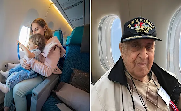 Mother Gives Up Plane Seat For Veteran, Turns Pale When She Realizes Who He Is