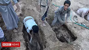 Boys dig friends’ graves after air strike