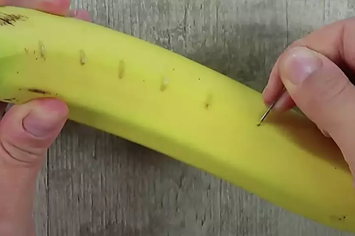 She pricks a needle into a banana and look what happens next!