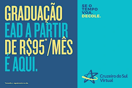 Sua graduação em EAD que cabe no seu bolso. Estude a partir de R$95,00* por mês.