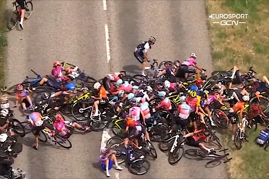 Tour de France Femmes: Spectacular Stage 5 crash leaves rider needing hospital treatment