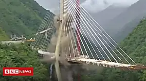Colombia's tragedy road bridge demolished