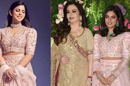 Isha Ambani repeats blush pink lehenga for Armaan Jain's wedding. All pics