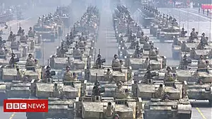 Tanks parade on Tiananmen Square