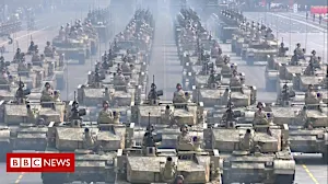 Tanks parade on Tiananmen Square