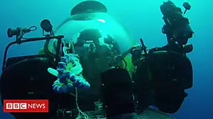 Robot arm exploring underwater life