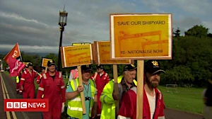 Harland and Wolff workers in bi-lingual protest