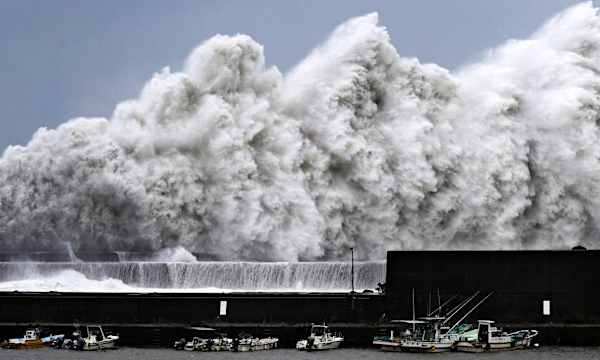 Typhoon Jebi's direct strike on Japan: in pictures