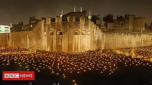 Tower of London illuminated for Armistice tribute