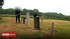 Church destroys headstone of accused priest