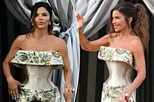 Lauren Sánchez kicks off wedding festivities in corseted couture