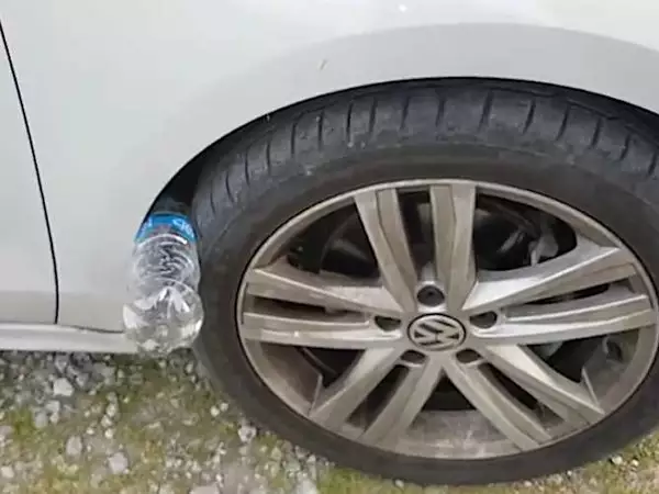 [Pics] Always Put a Plastic Bottle on Your Tires when Parked, Here's Why