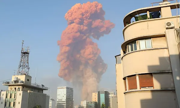 See images of smoke from huge explosion in Lebanon