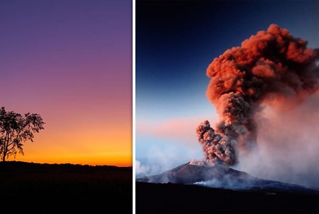 Volcano shock: Eruptions creating purple skies - stunning images