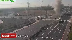 Near miss as rocket hits busy Israeli highway