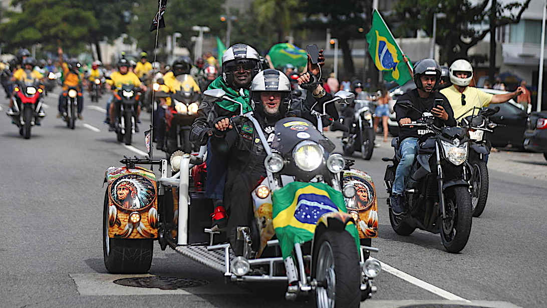 Thousands rally at motorbike parade for Brazil's Bolsonaro despite pandemic