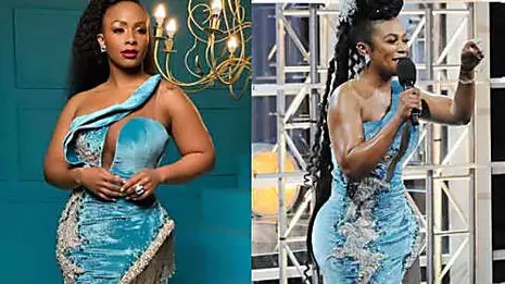 Big oops! Nomzamo Mbatha and Boity Thulo spotted wearing the same dress