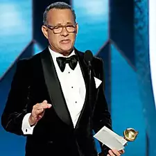 Tom Hanks fought a cold and tears in touching Globes speech