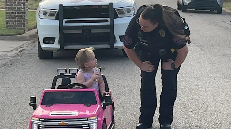 'She wasn't too interested in talking': Cop pulls over 2-year-old