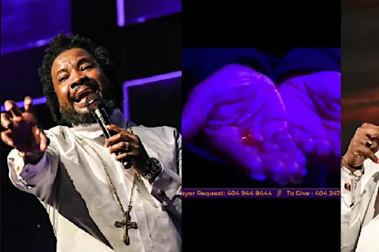 Shock as Sonnie Badu purportedly turns anointing oil into blood Shock as Sonnie Badu purportedly turns anointing oil into blood