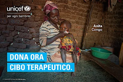 Dona 9€ al mese per offrire cibo terapeutico salvavita Dona 9€ al mese per offrire cibo terapeutico salvavita