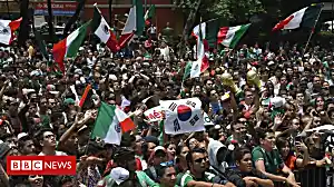 Mexico fans celebrate outside S Korea embassy