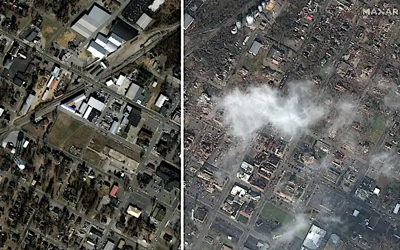 Before-and-after images show scale of tornadoes' devastation