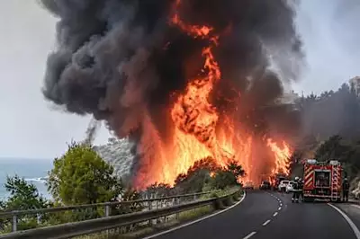 Fiamme altissime e strade chiuse: "Non uscite di casa" Fiamme altissime e strade chiuse: "Non uscite di casa"