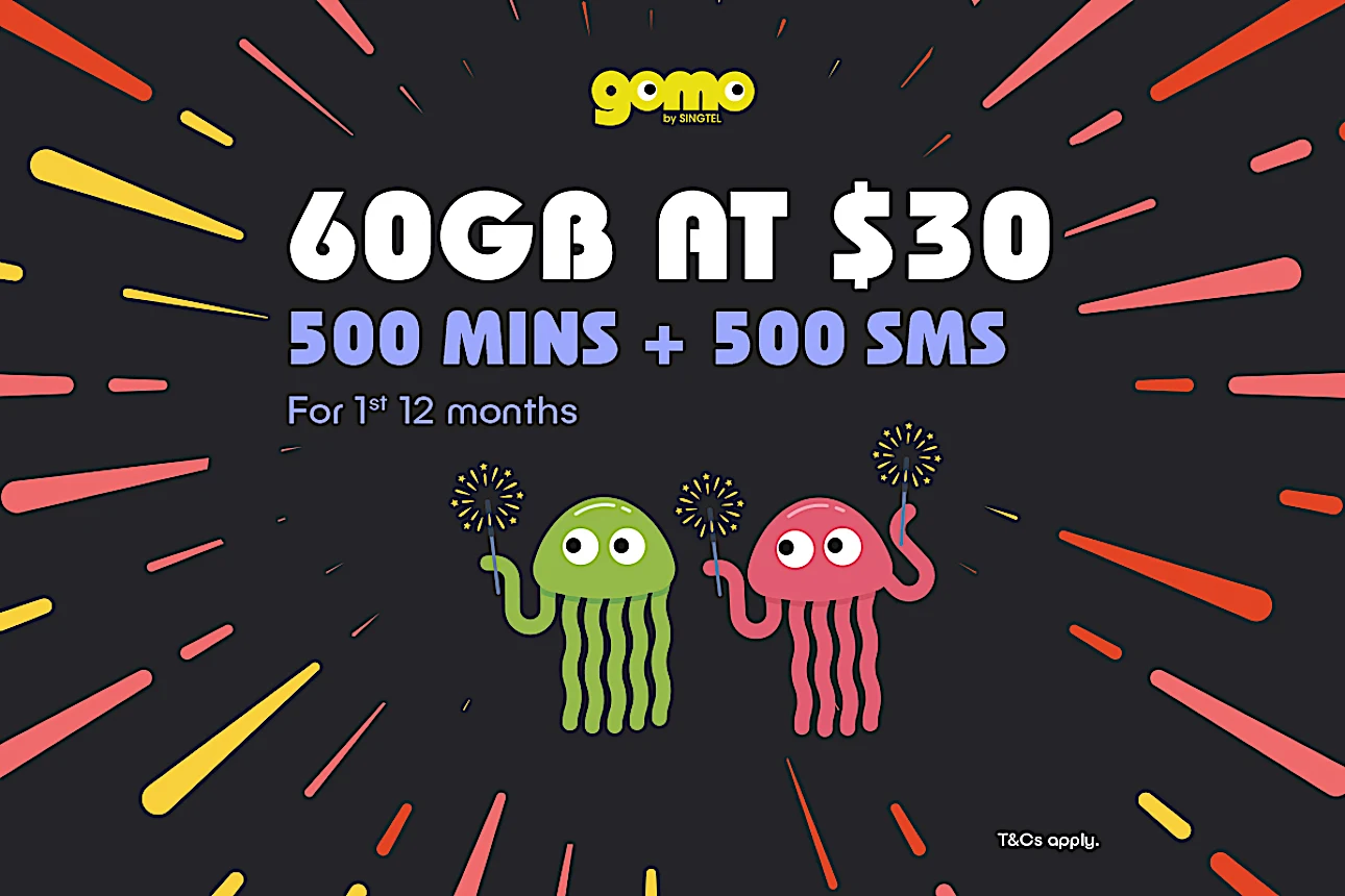 GOMO 60GB, 500 mins & SMS for $30. Use promo code: PARTY60.