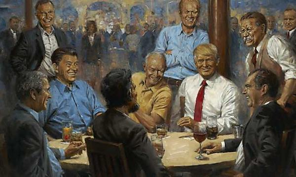 This is an actual painting on display in President Trump's White House