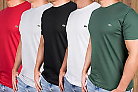 Preço de Fábrica: Kit com 5 Camisetas Lacoste por R$287
